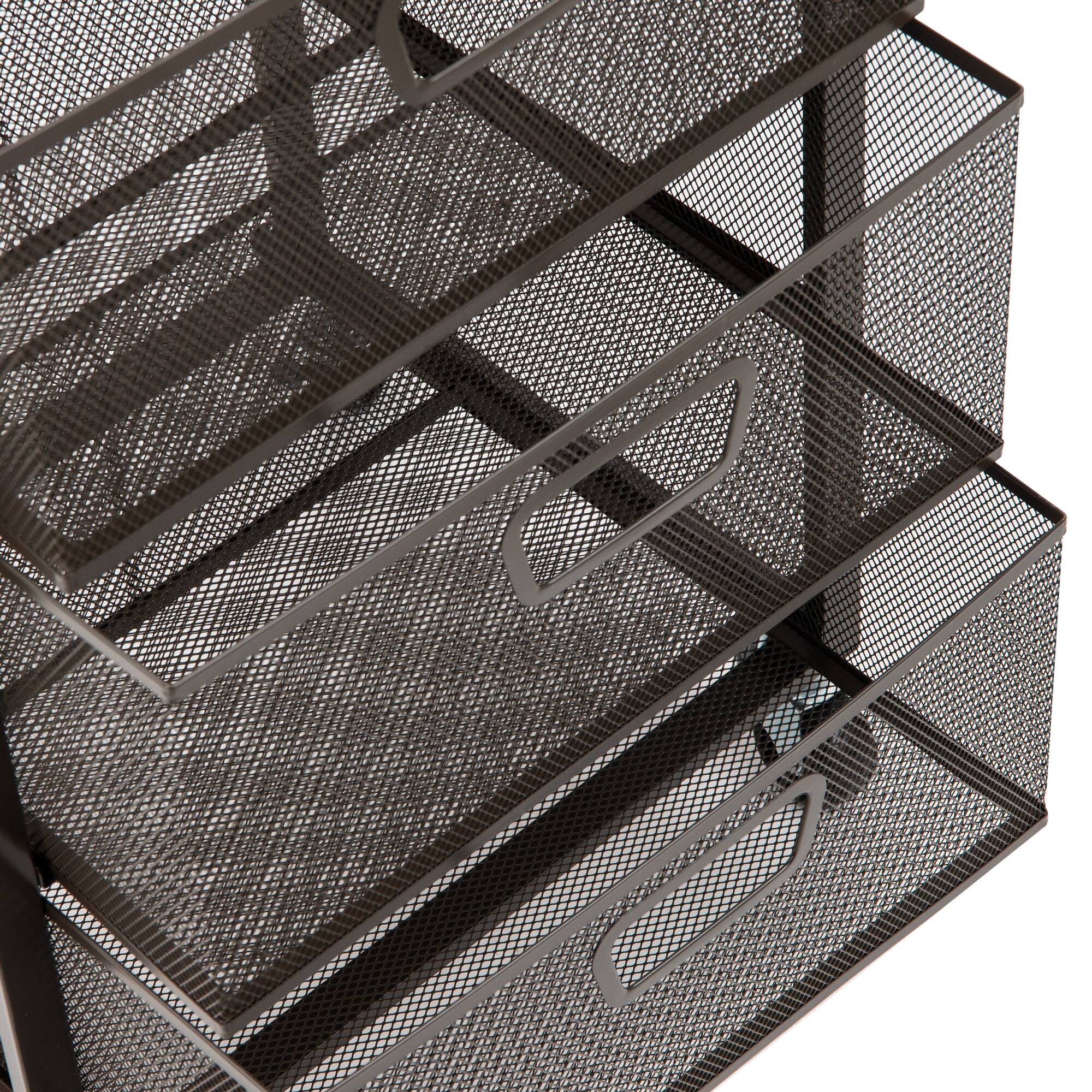 Mind Reader Black 3-Tier Metal Rolling File Cart with Drawers